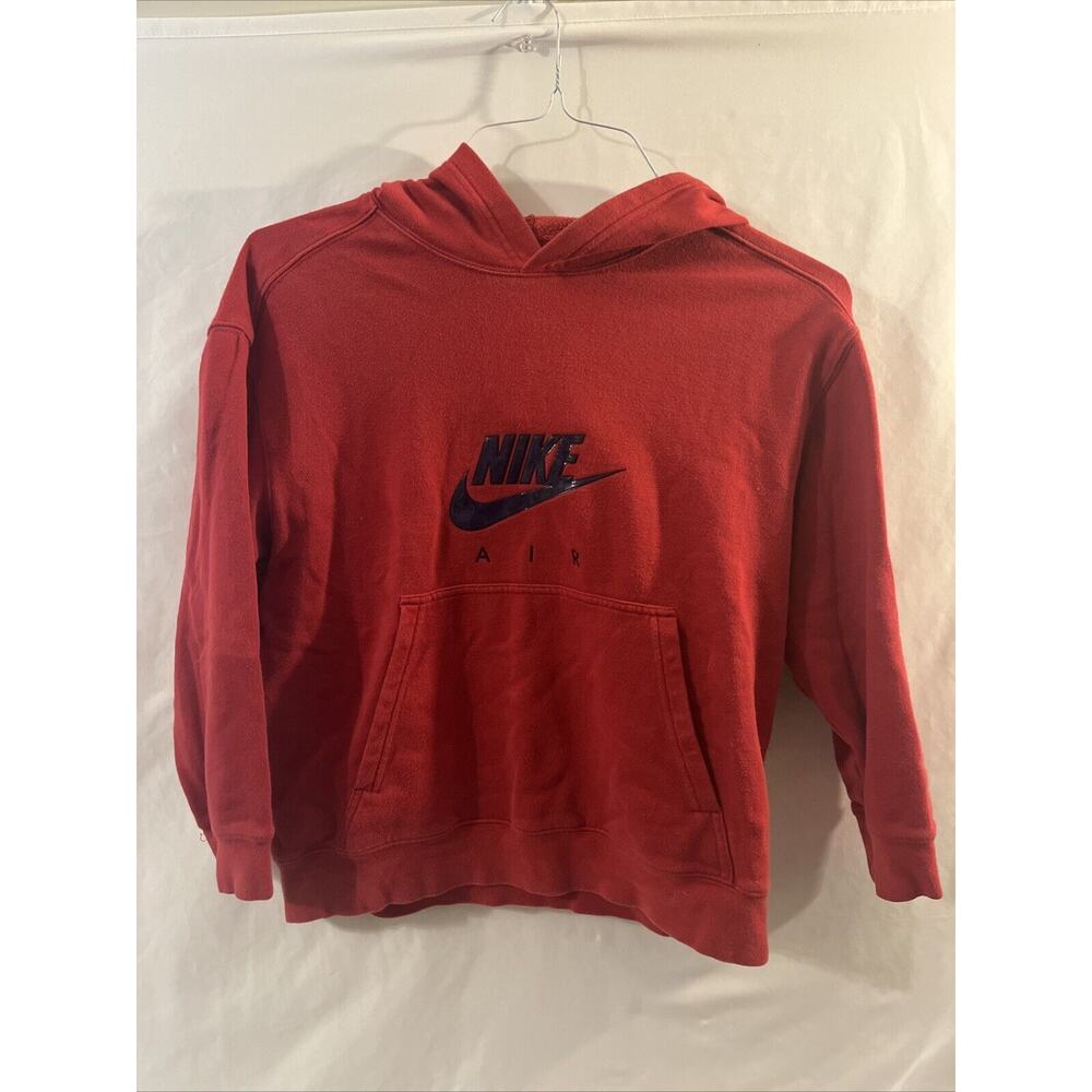 Y2k Nike Air Swoosh Pocket Hoodie Red And Navy Youth Small